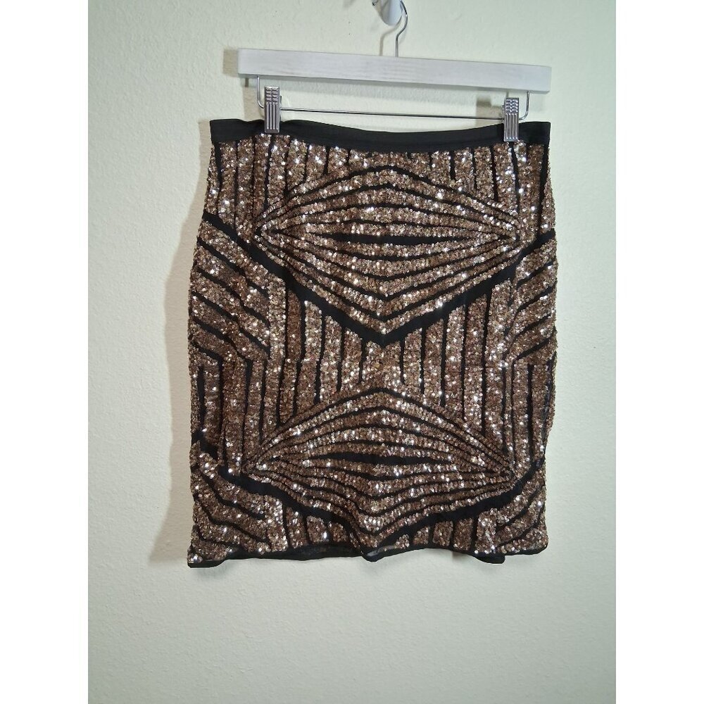 Soprano Skirt Sequin Party Glam Sparkle Y2K Clubwear Gold Black Size 1X